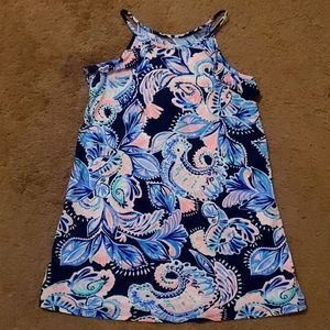 Lilly Pulitzer Girls Mini Billie Dress in Hightide Navy Holy Flockamolie - M